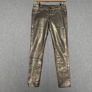 Express Stella Coated Metallic Gold Regular Low Rise Jeans Jeggings Size 2
